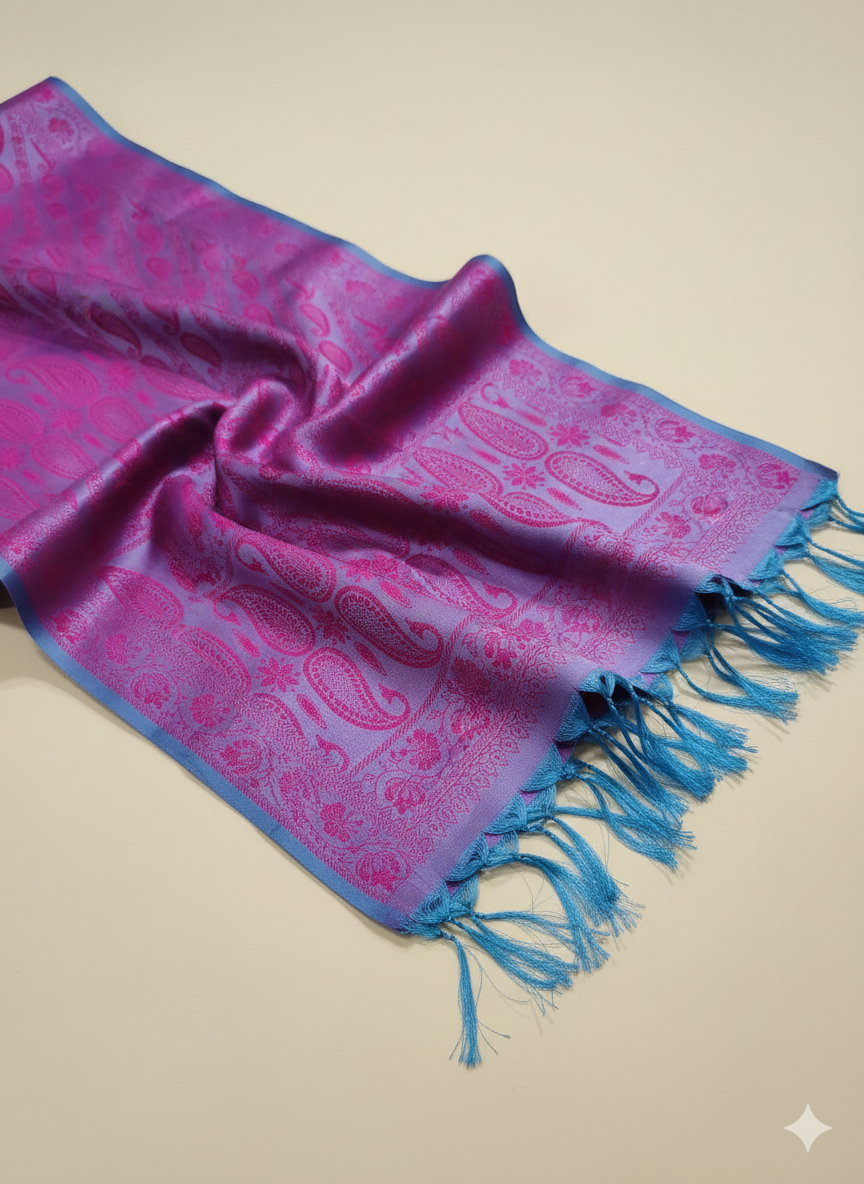 Gift for Women | Magenta Pink Woven Silk Stole