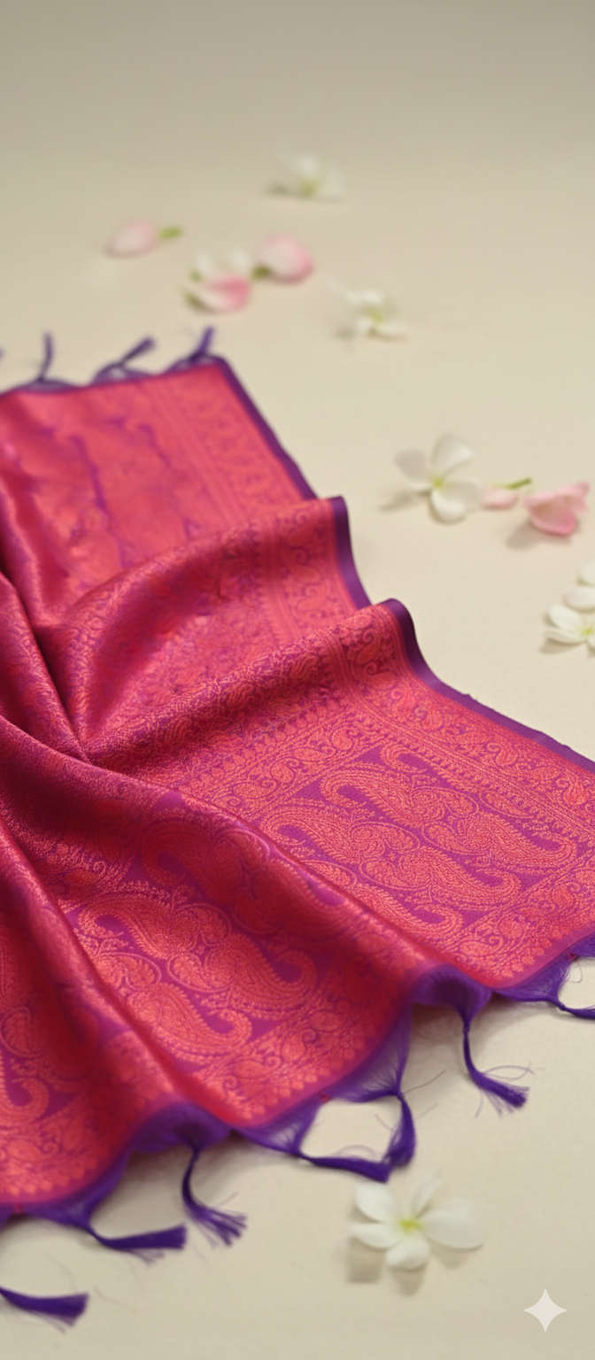 Magenta Pink Feather Silk Stole