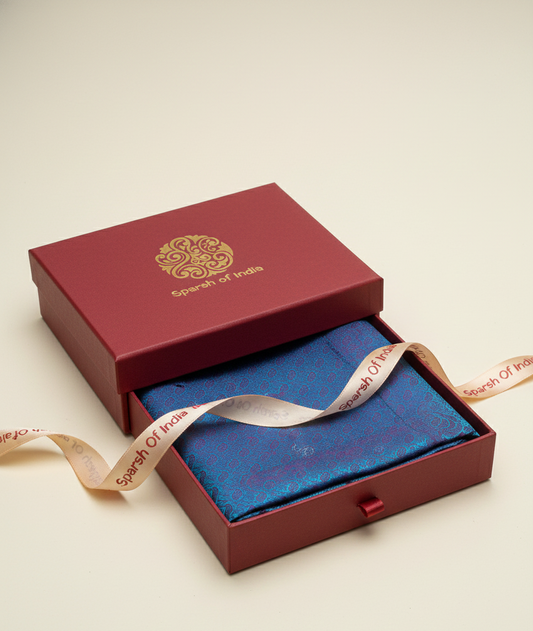 HANDWOVEN Pure silk banarasi weave stole in vibrant purple