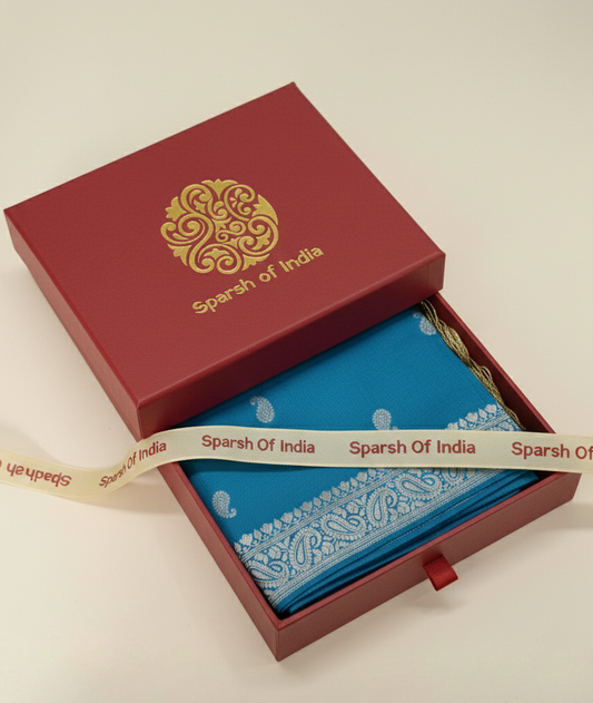 Blue HANDWOVEN Banarasi Silk Stole