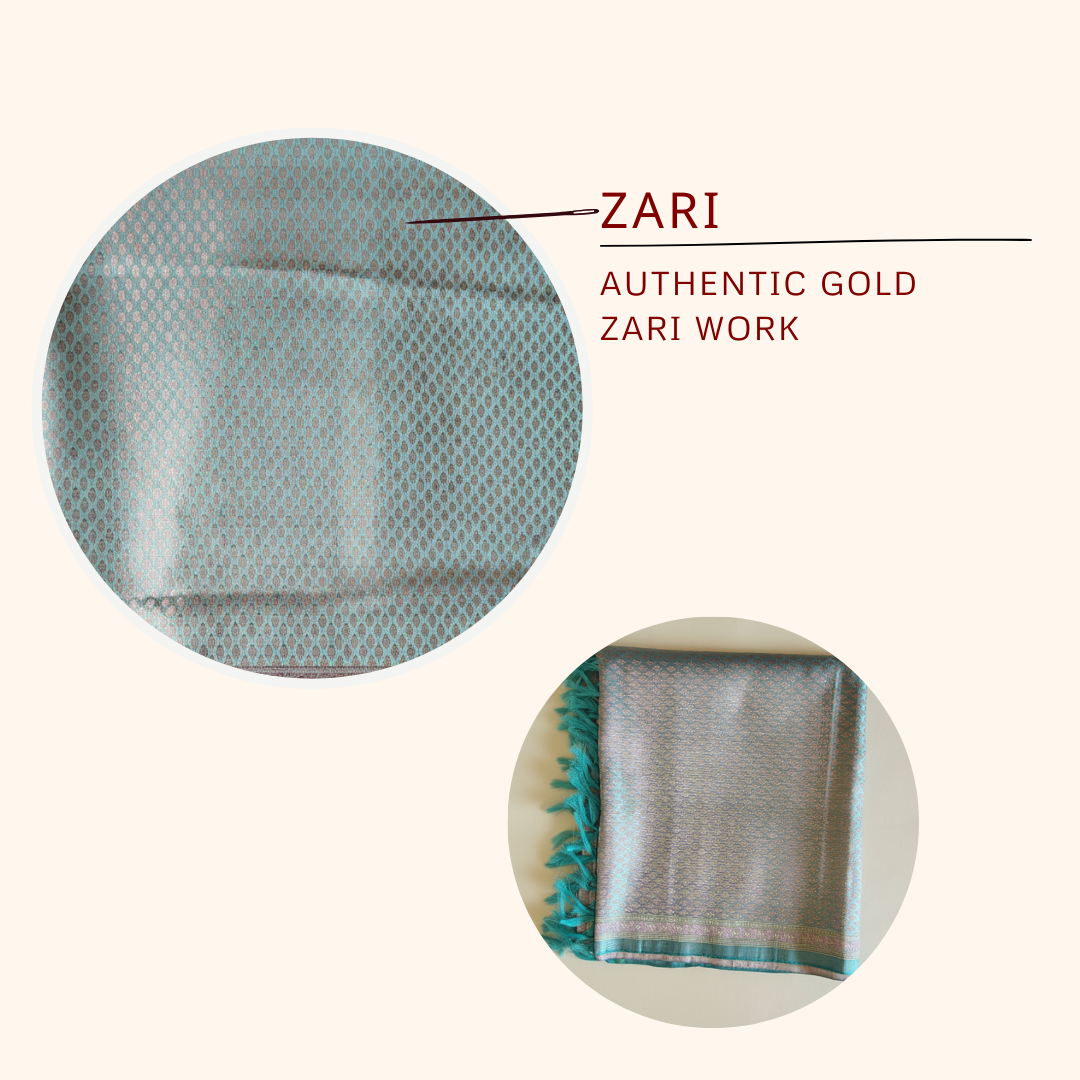 Handwoven Banarasi silk stole pastel blue – ethnic Indian accessory for women
