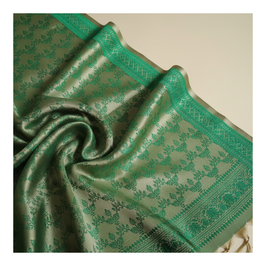 Handwoven Banarasi silk stole silhouette - heritage Indian craft for weddings
