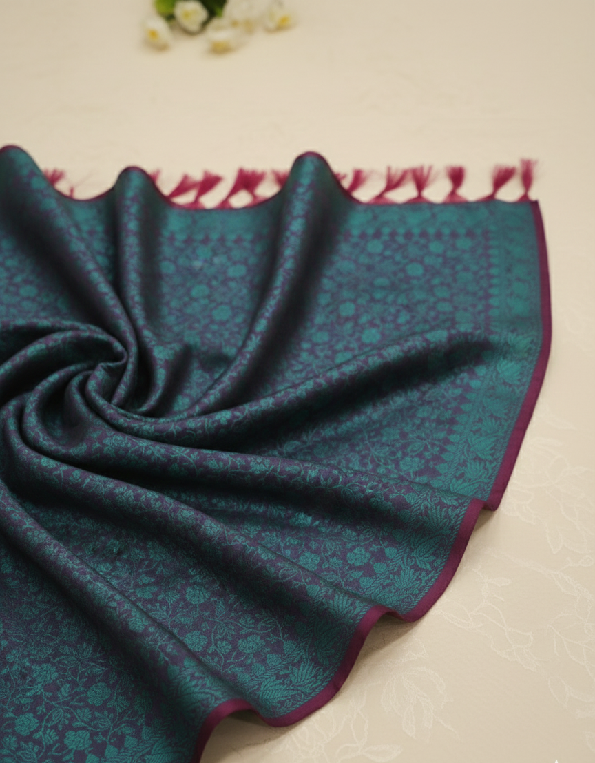 Handwoven deep purple Banarasi silk stole for women - tunic and office wear