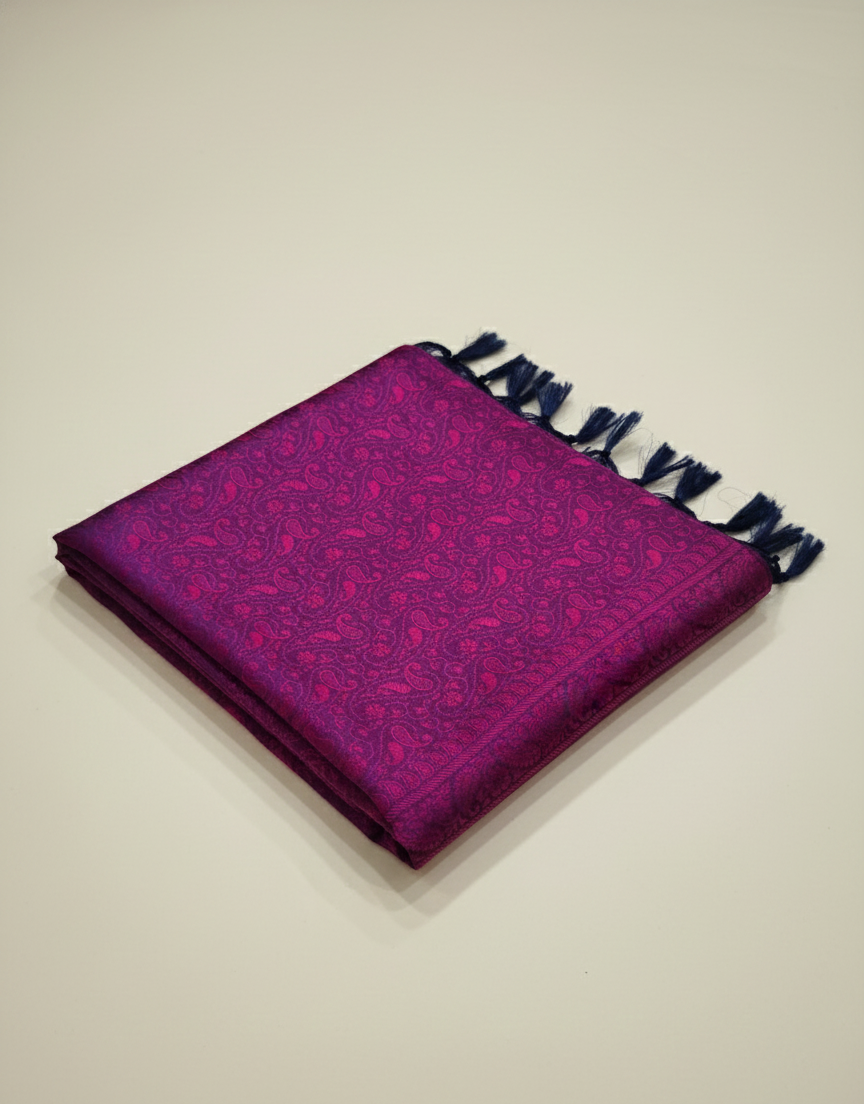Handwoven fuchsia pink Banarasi silk stole for women - bold indo-western look
