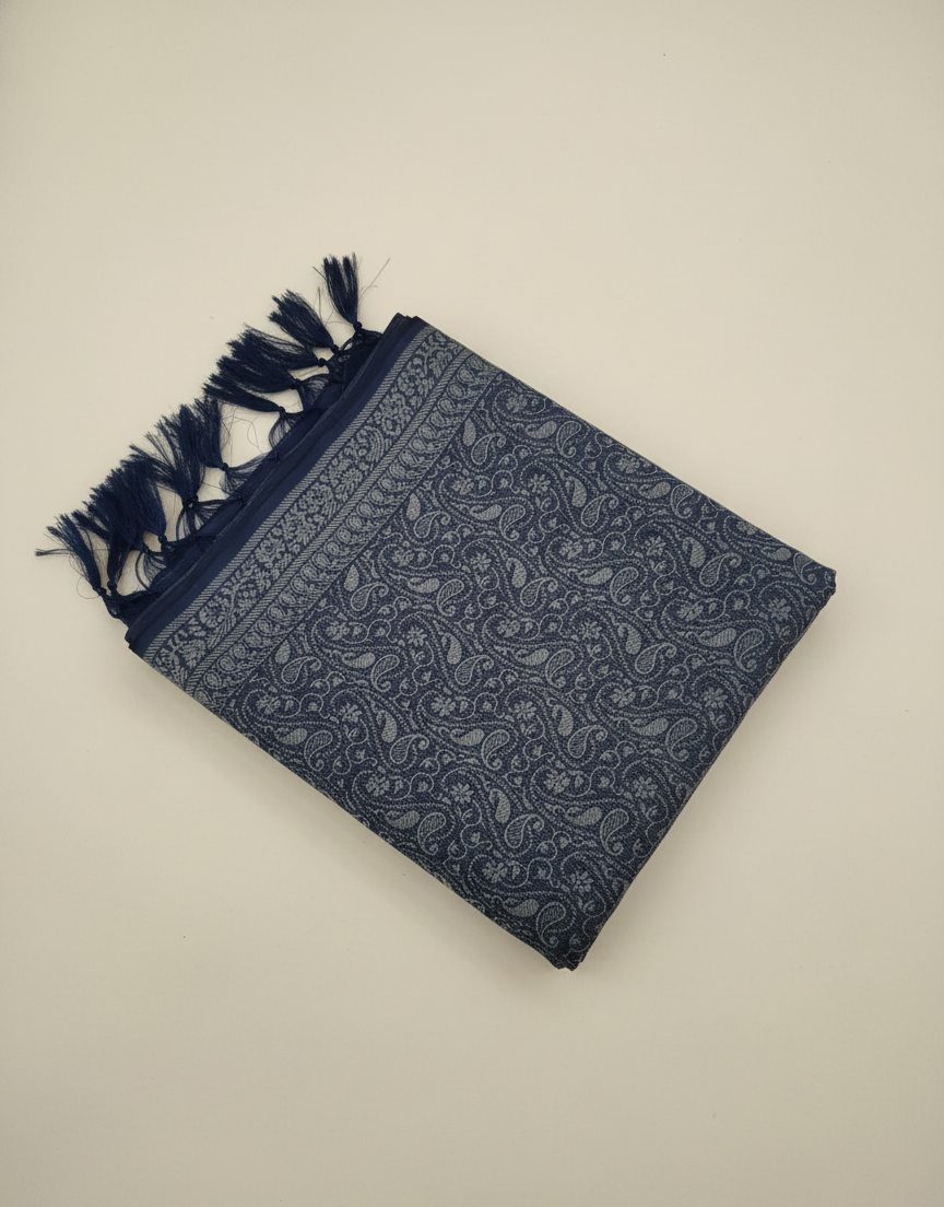 Handwoven grey Banarasi silk stole for men - ethnic wear for puja India
