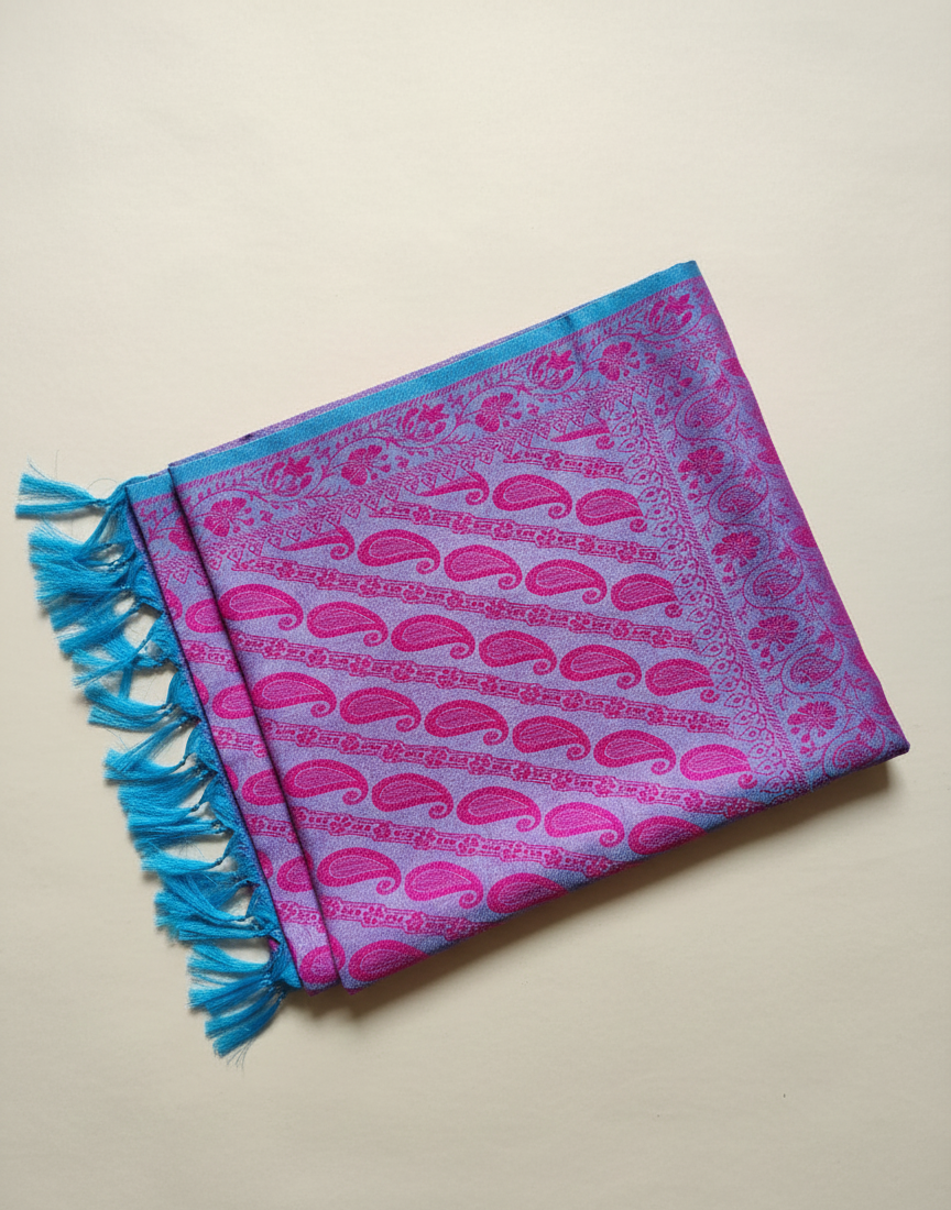Handwoven magenta pink Banarasi silk stole for women - bold indo-western look
