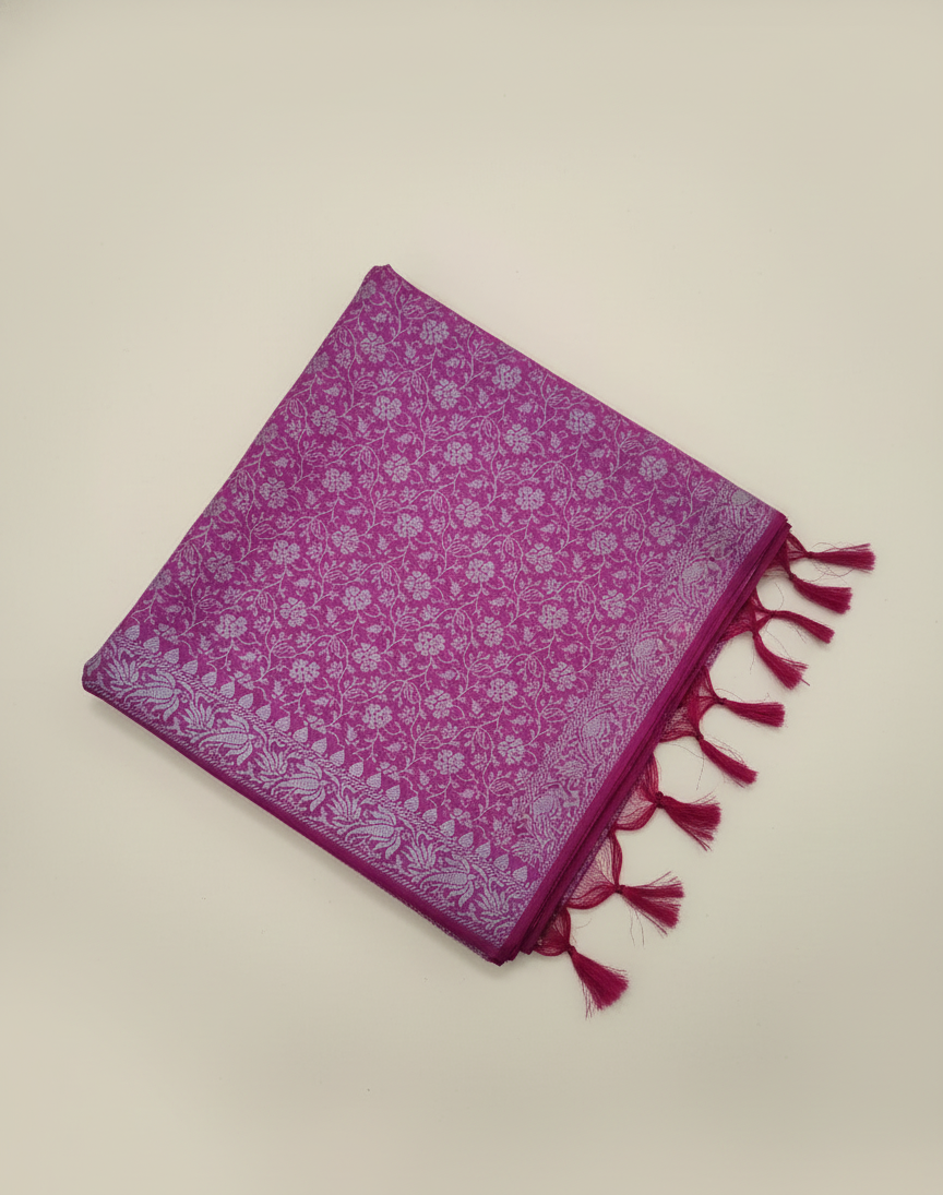 Handwoven mauve pink Banarasi silk stole for women - soft casual daily wear
