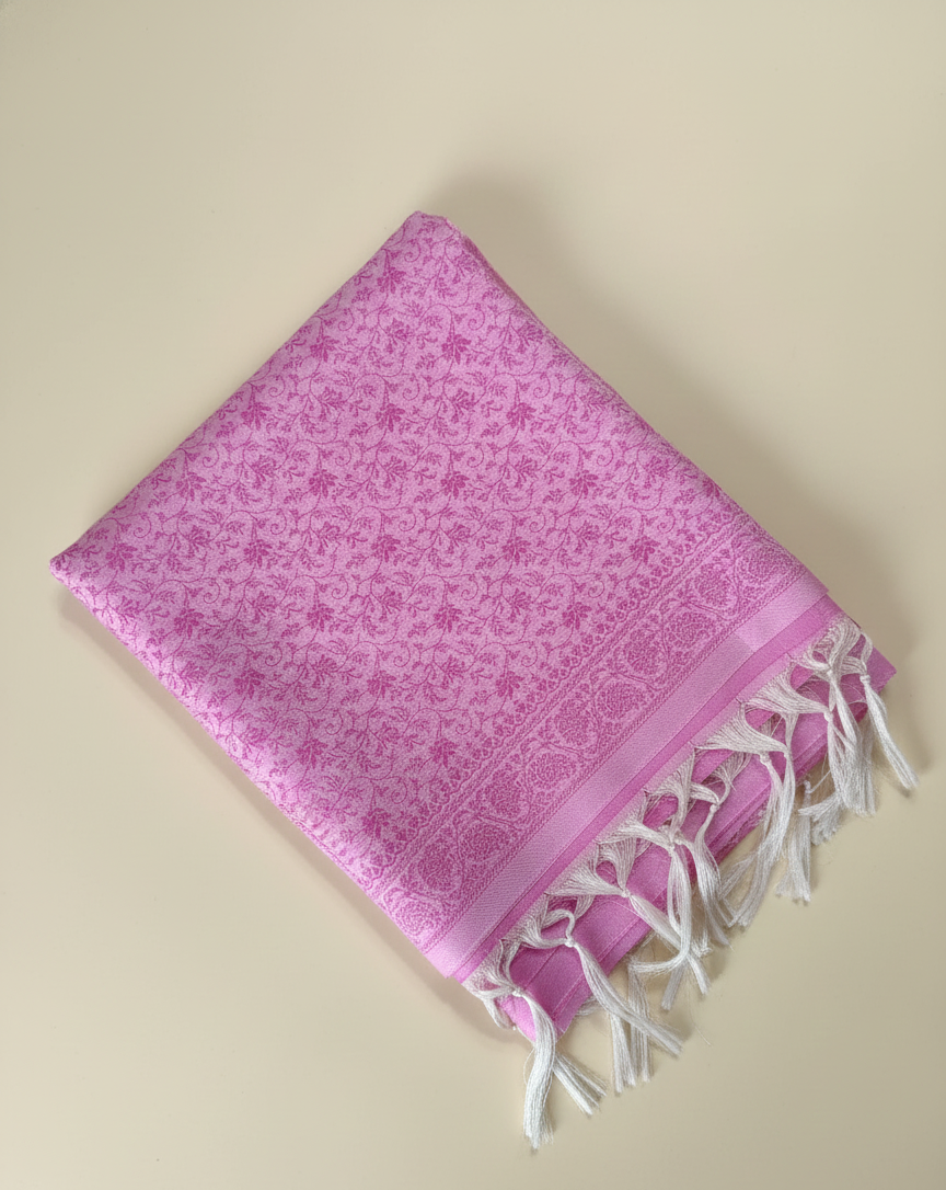 Handwoven soft pink Banarasi silk stole for women - delicate casual daily wear
