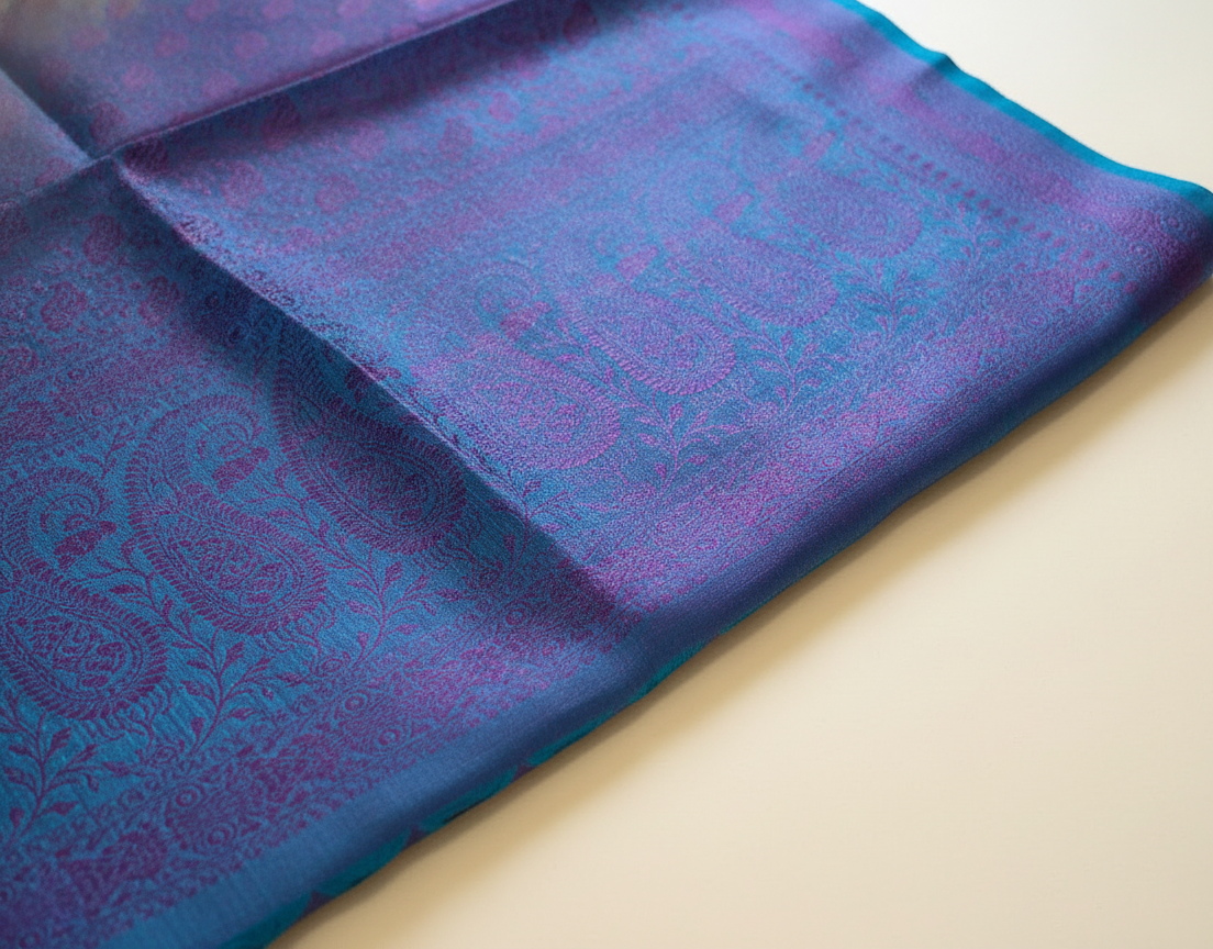 Handwoven vibrant purple Banarasi silk stole - Festival gift India
