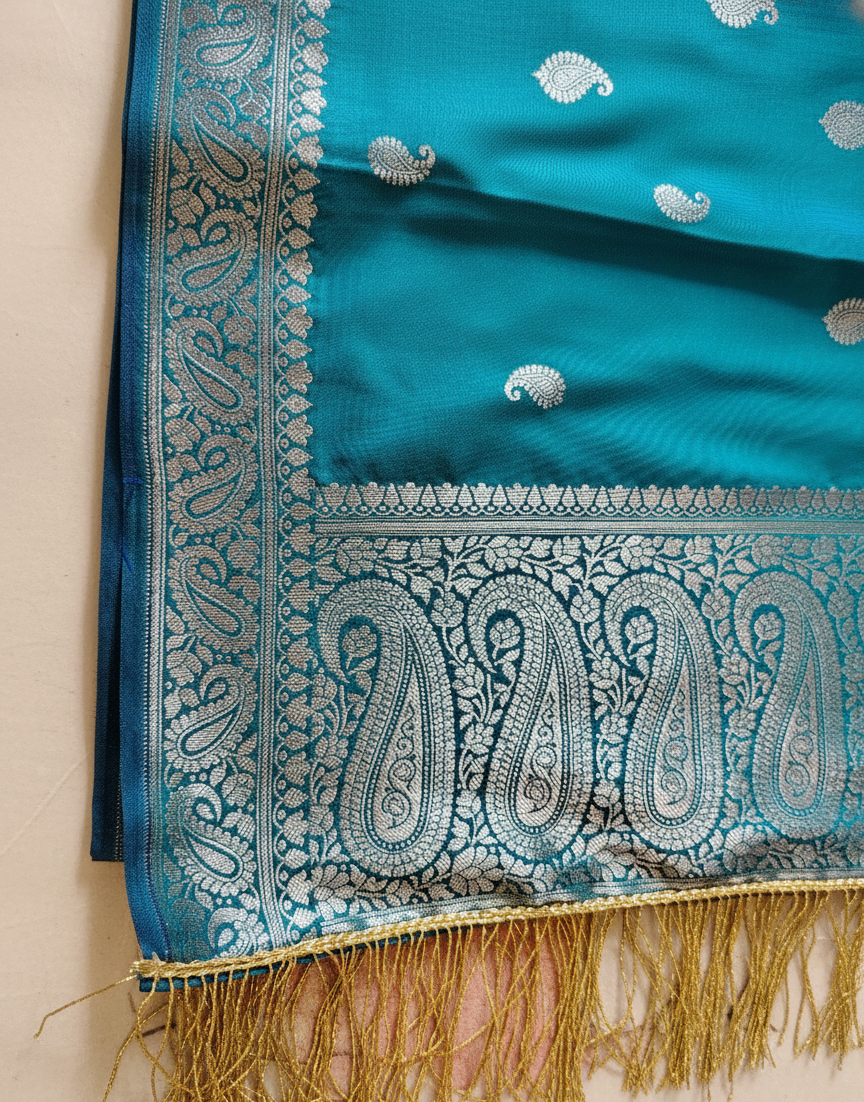 Luxury Handloom Banarasi Pure Silk Zari Stole for Bridesmaid Wedding Gifting