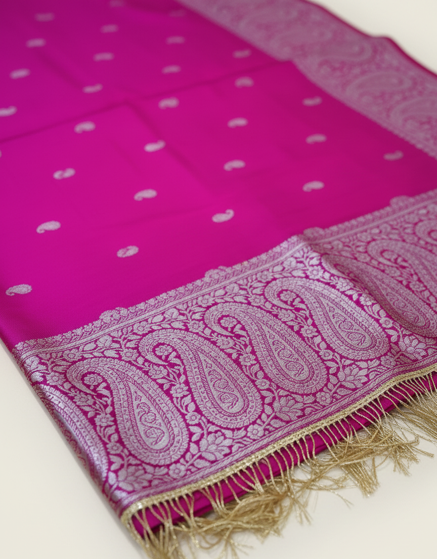 Luxury Handloom Banarasi Pure Silk Zari Stole for Bridesmaid Wedding Return Gift
