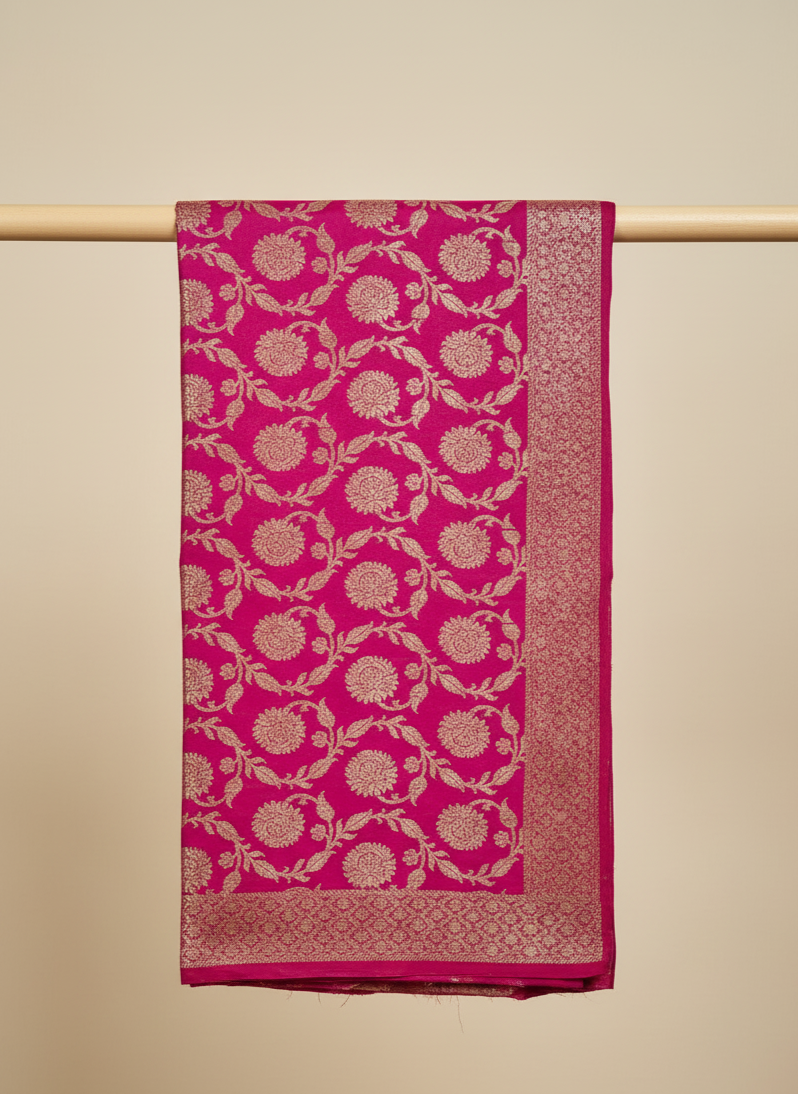 Magenta Banarasi silk dupatta for mehendi and pre-wedding celebrations
