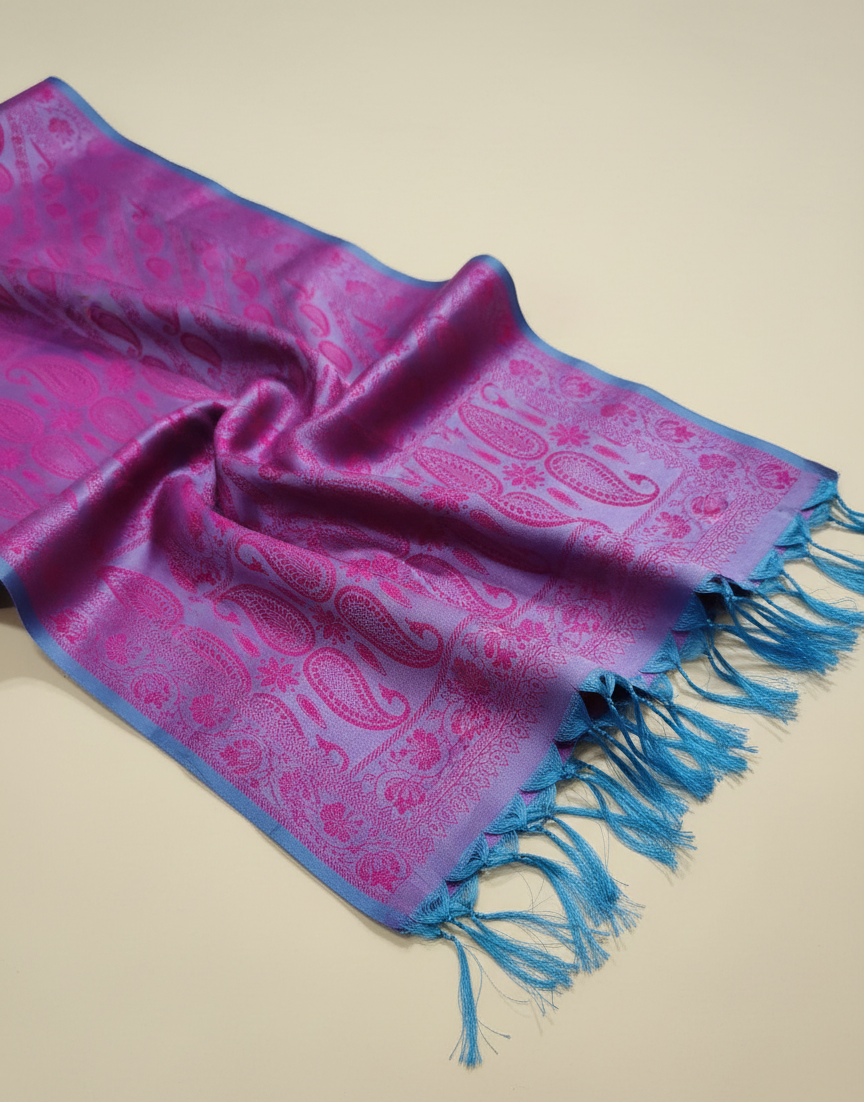 Magenta pink Banarasi silk stole for women indo-western look
