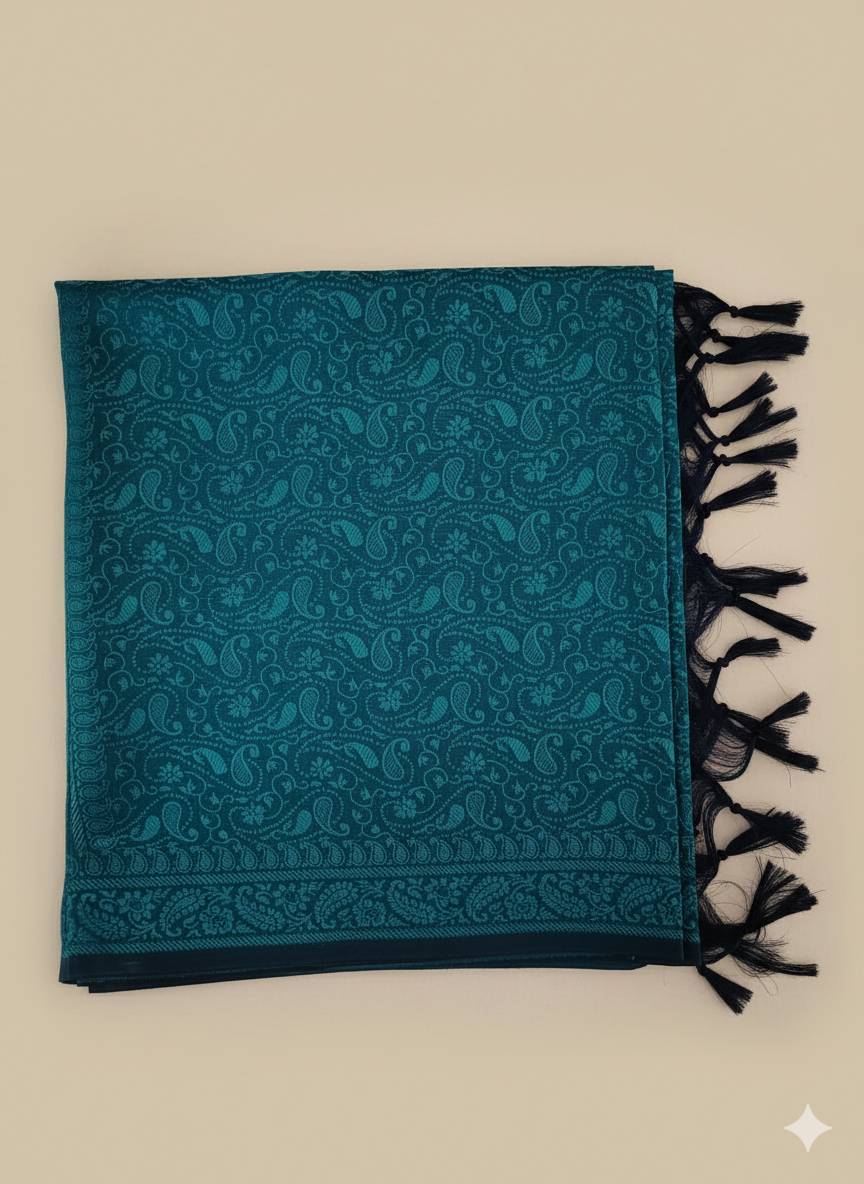 Gifts for Men | Blue  Banarasi Silk Weave Stole
