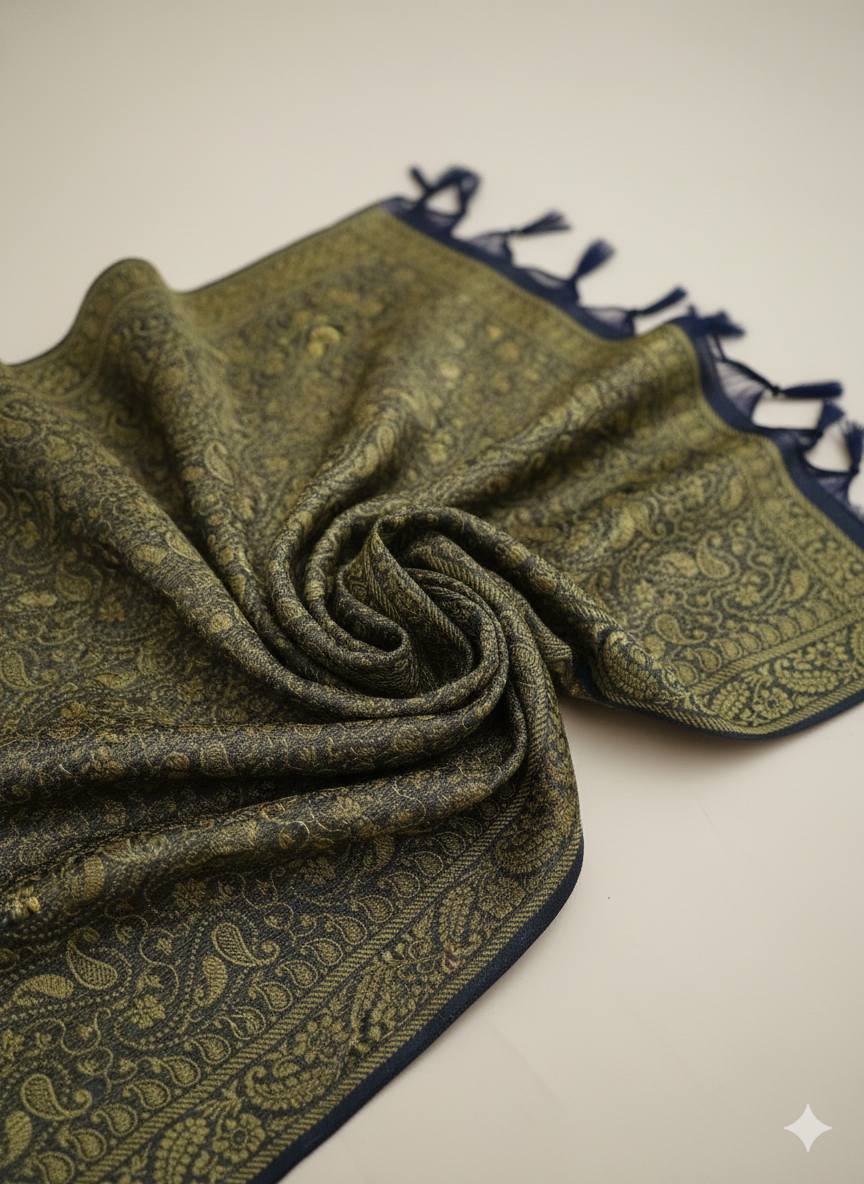 Gifts for Men | Olive Green Banarasi Silk Weave Stole
