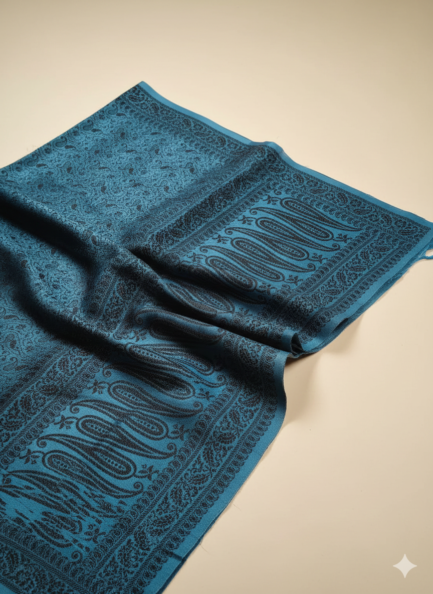 Gifts for Men | Teal Blue Banarasi Silk Weave Stole