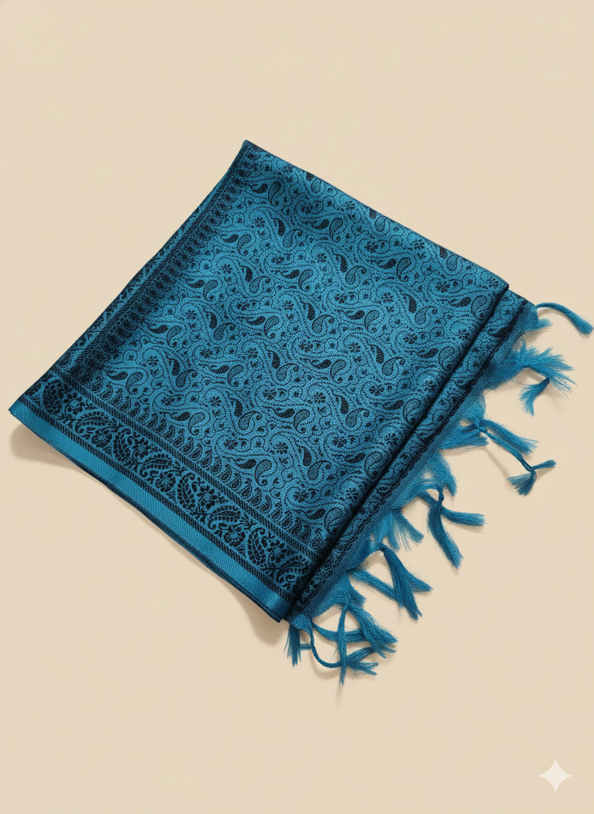Gifts for Men | Teal Blue Banarasi Silk Weave Stole