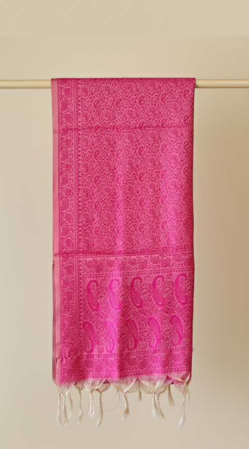 Pink silk stole handcrafted Indian gift for women  Sparsh of India