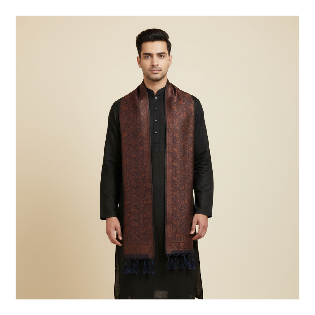 Sparsh of India Groomsmen Wedding Gift | Set of 5 Banarasi Silk Stoles