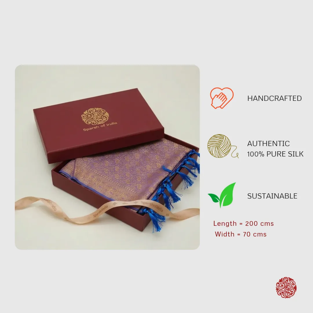 Pure Mulberry silk scarf with golden weaving