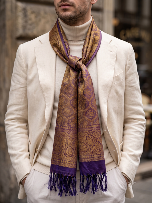 Pure Silk Handloom Silk Stole for Men International Guests Gift