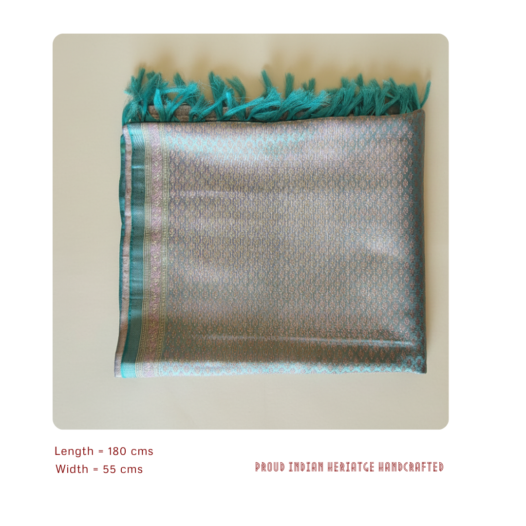 Pure silk pastel blue stole – Banarasi weave corporate gift India