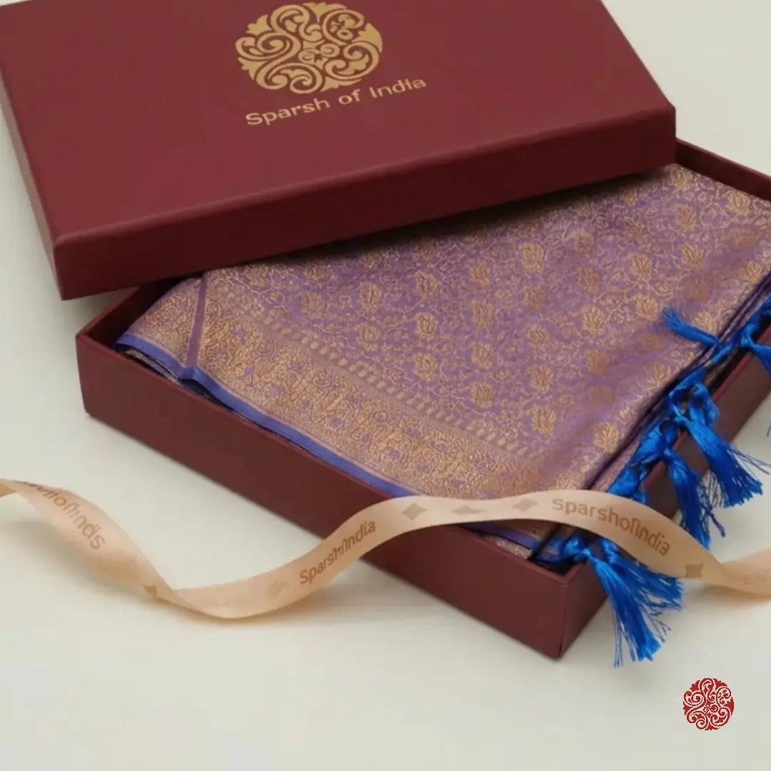 Pure silk scarf with golden weave