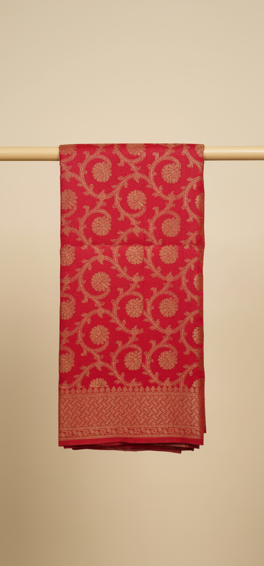 Ruby red handwoven Banarasi dupatta - gift for bride India bridal trousseau
