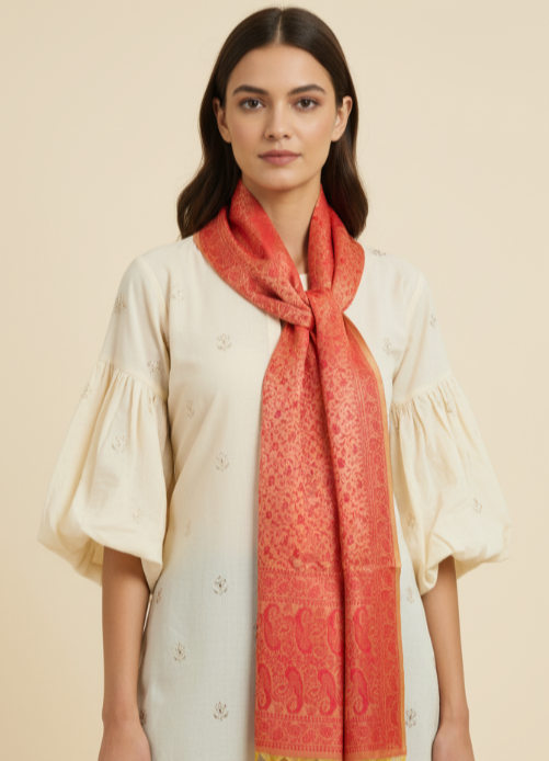 Sunset Charm Feather Silk Stole