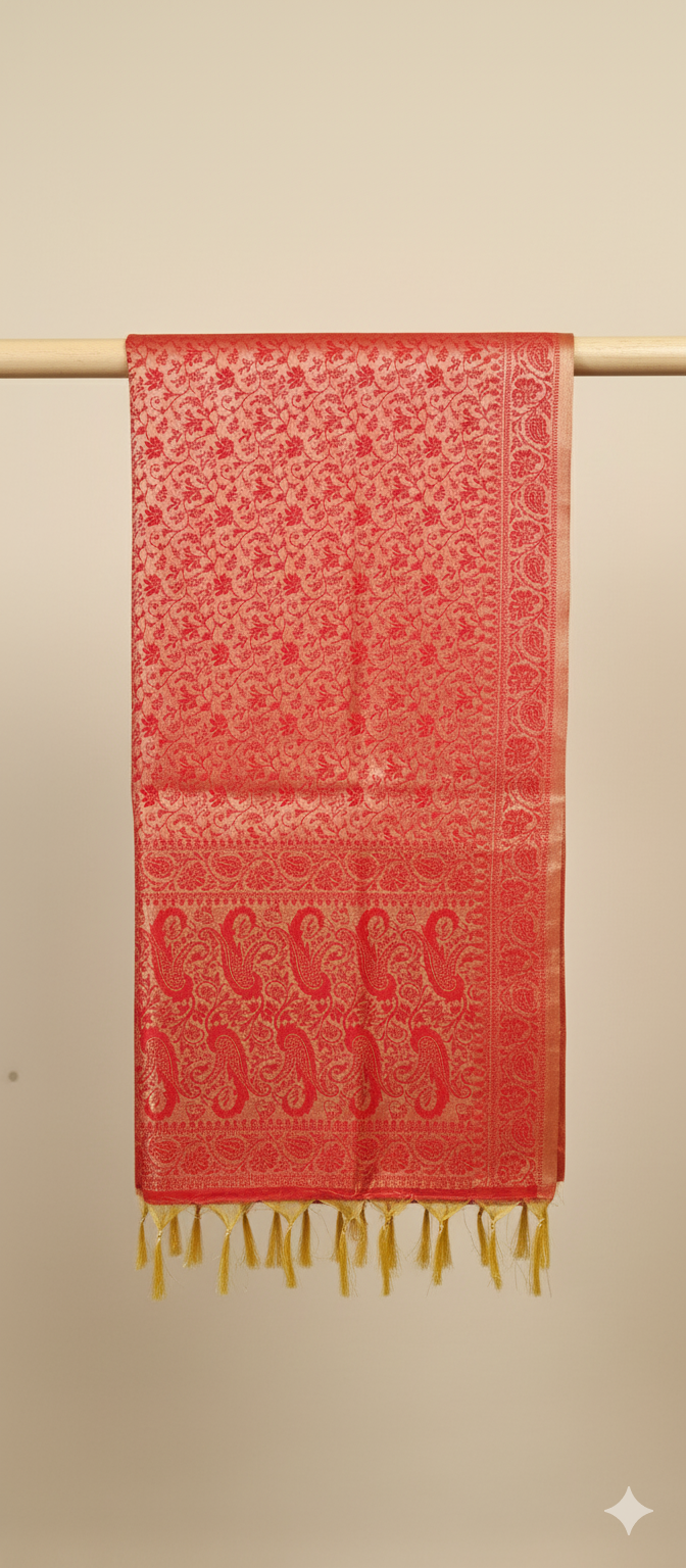 Coral Charm Feather Silk Stole