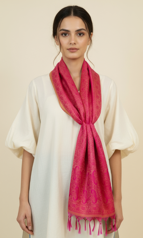 Magenta Pink Feather Silk Stole