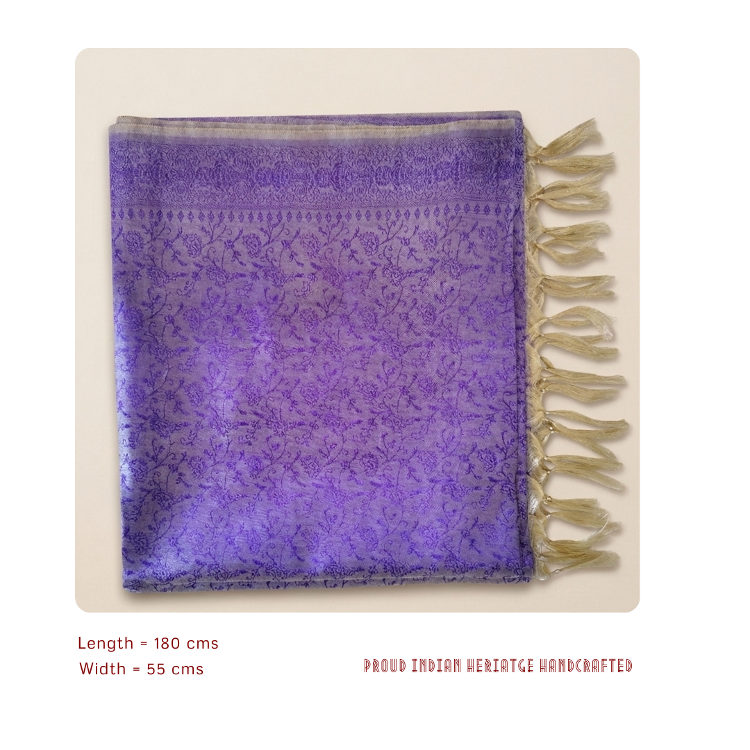 Lavender HANDWOVEN Pure silk banarasi weave stole