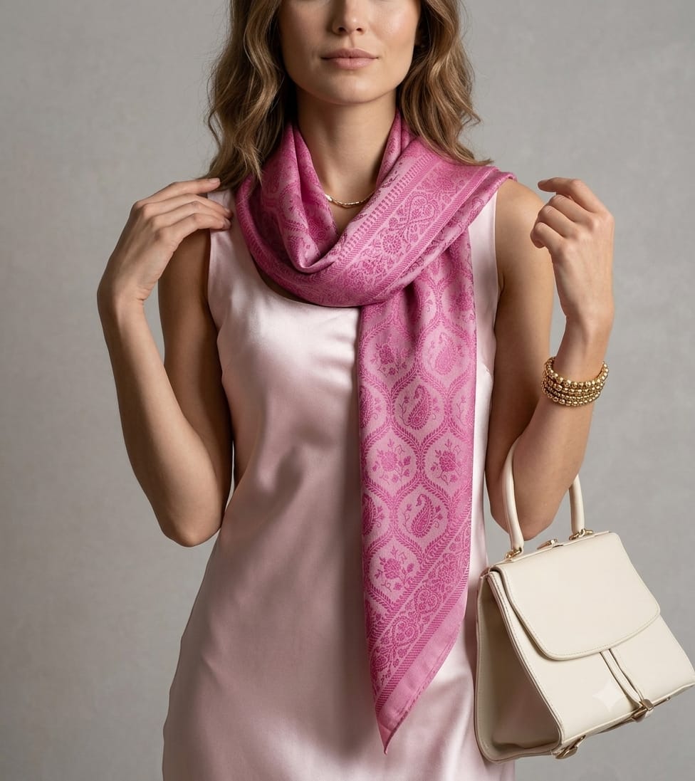 Soft Pink Air Light Pure Silk Stole Gift