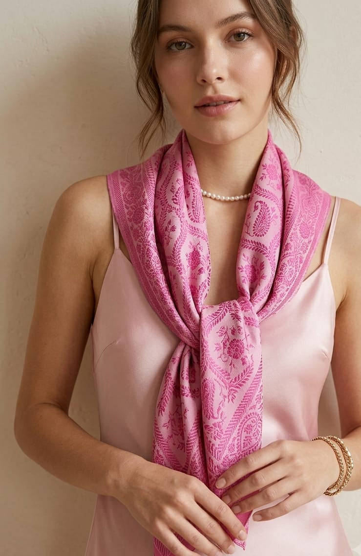 Soft Pink Air Light Pure Silk Stole for Power Dressing 