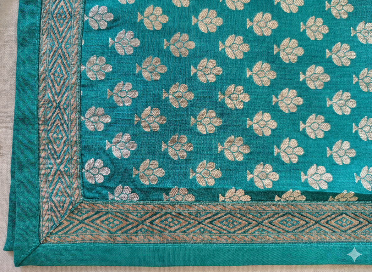 HANDWOVEN silk weave green table runner