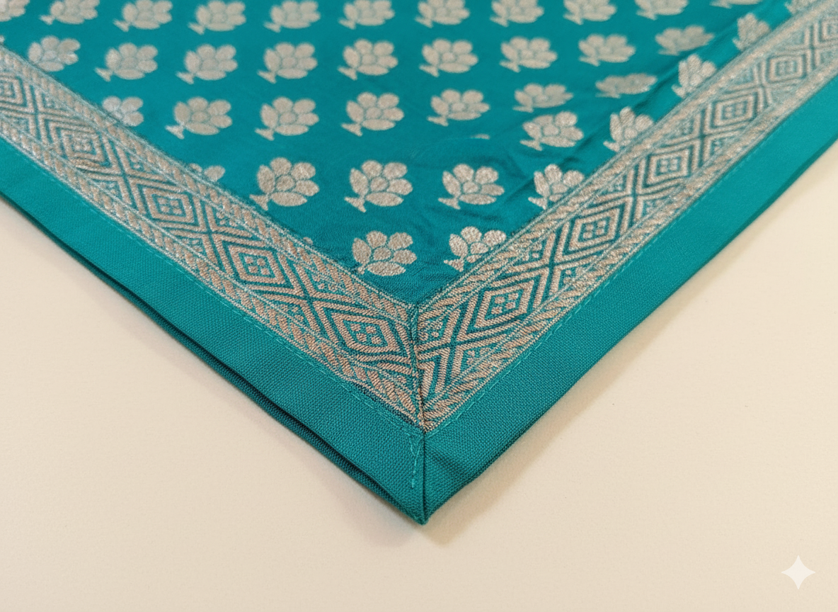 HANDWOVEN silk weave green table runner