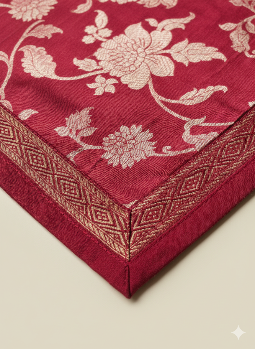 HANDWOVEN silk weave maroon table runner