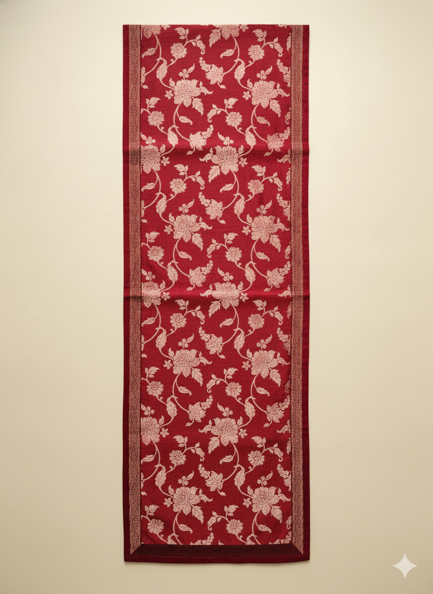 HANDWOVEN silk weave maroon table runner