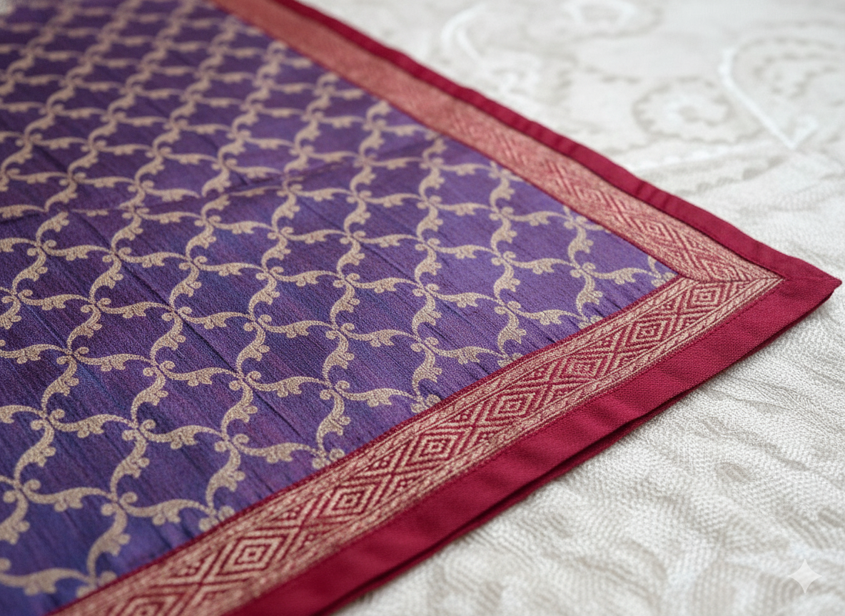 HANDWOVEN silk weave purple table runner