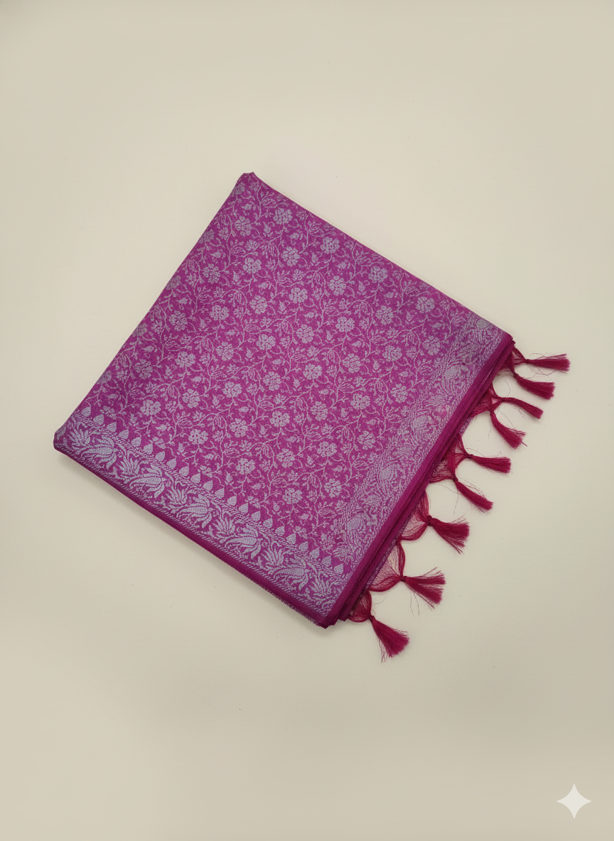 Mauve Pink Banarasi Weave Silk Stole