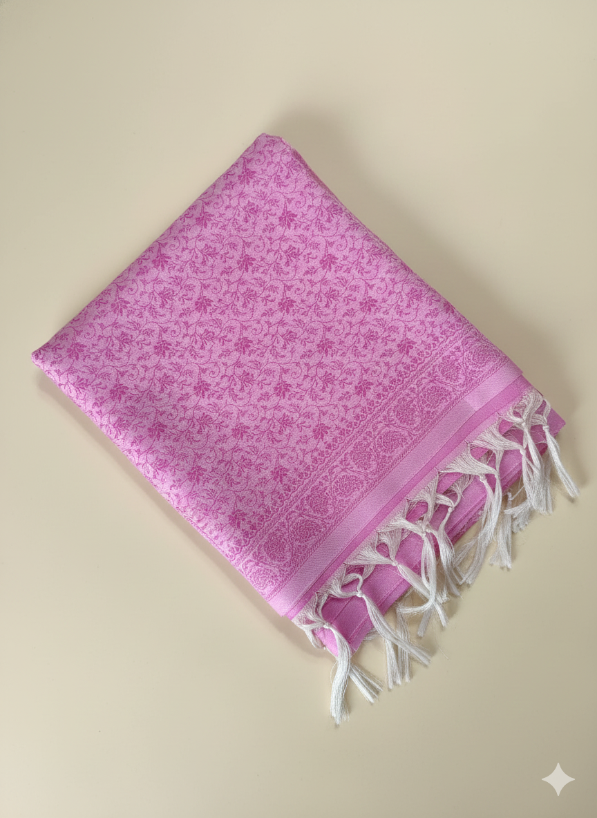 Soft Pink Banarasi Weave Silk Stole