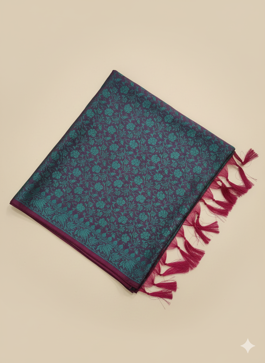Deep Purple Banarasi Weave Silk Stole