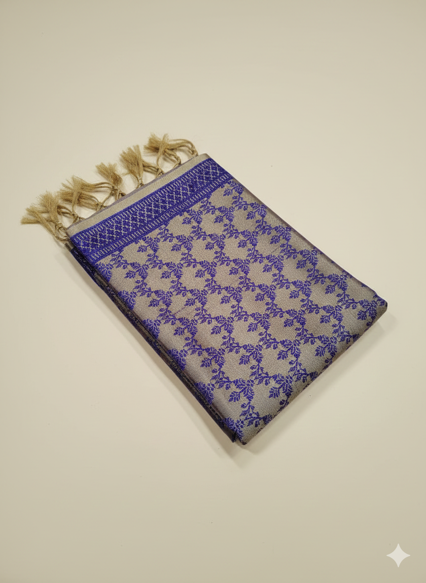 Grey Voilet Banarasi Weave Silk Stole