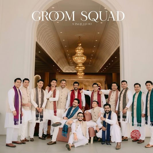 Wedding silk stole for grooms side