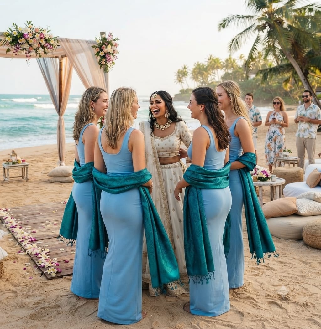 Bridesmaid Welcome Gift - Pure Silk Wedding Stole Set