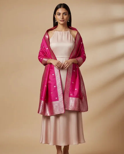 Mulberry Silk 100% Pure Zari Banarasi Weaving Stole