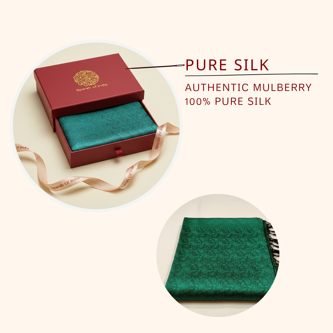 100% Pure Silk Stole Banarasi Weaving - Corporate & NRI Gift India