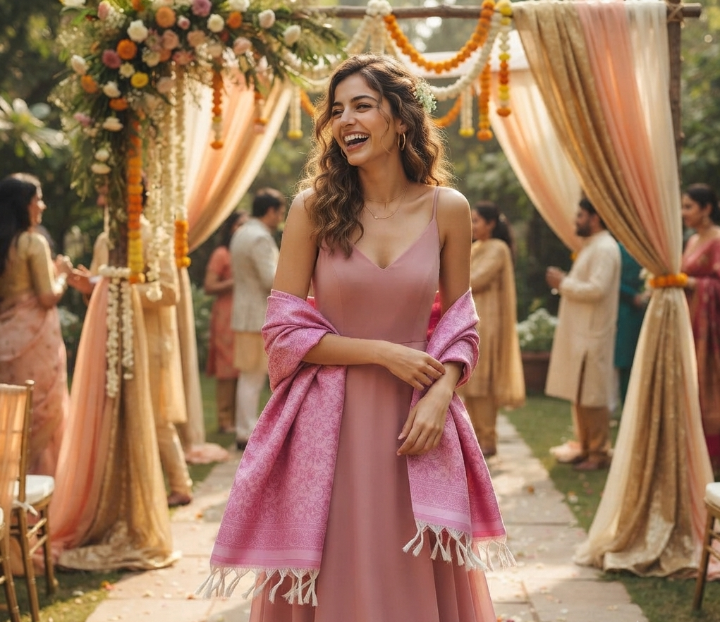 silk stole to elevate the western look in wedding