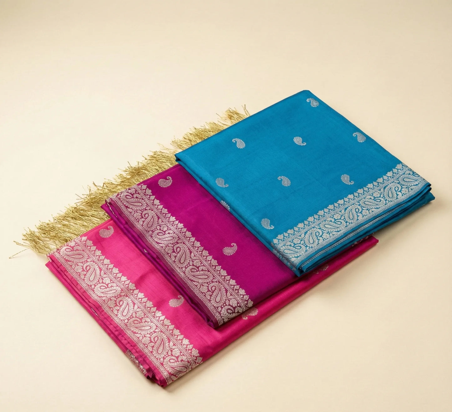 Banarasi silk stoles set of 6 packaged in gift box - wedding return gifts
